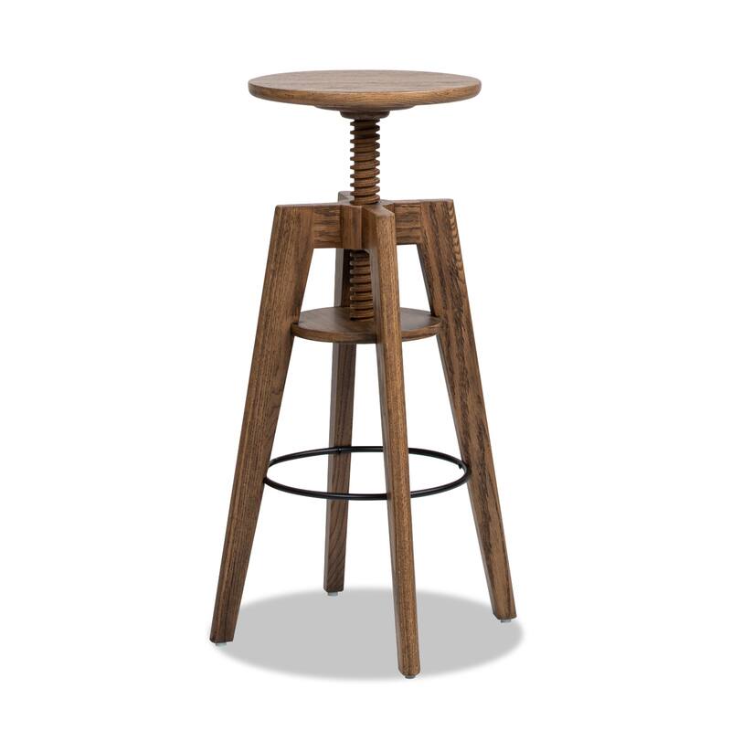 Oak Wood Adjustable Bar Counter Stool