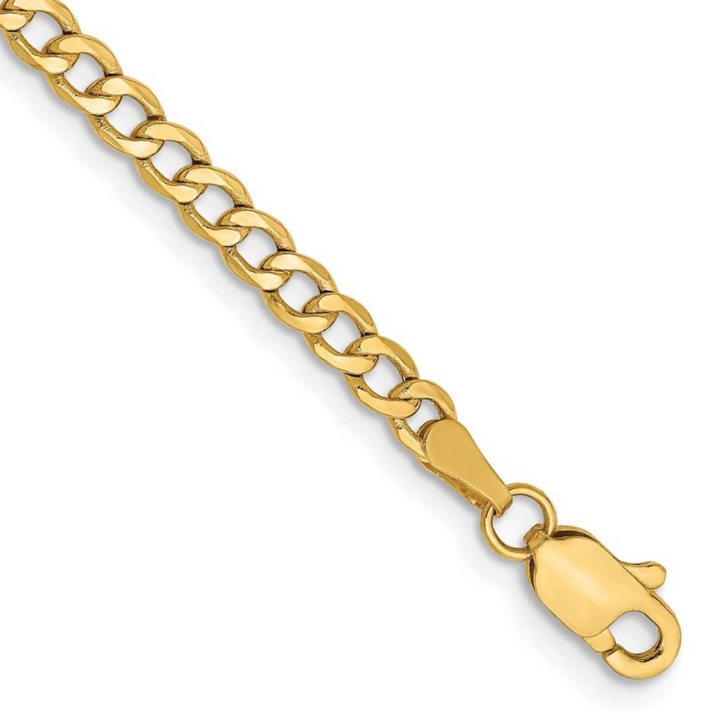 Curata 14k 2.85mm Semi-solid Curb Link Chain Bracelet - 7 Inch
