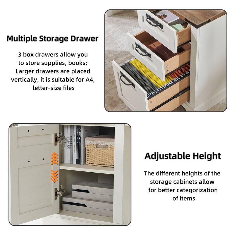 L Shaped Desk Set of 2, Wood Office Desk with Charging Station