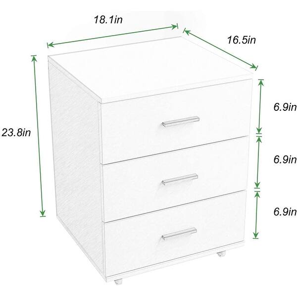 Mobile File 3 Drawers Rolling Office File with Lockable