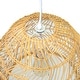 preview thumbnail 3 of 3, Natural Rattan Dome Pendant Light on Adjustable Cable - 14 x 14 x 14 inches