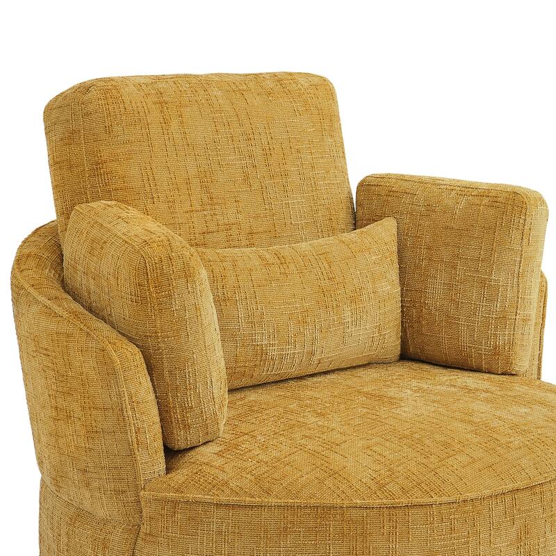 Set of 2 Modern 40.''W Upholstered Comfortable Swivel Barrel Accent Chair with Pillows