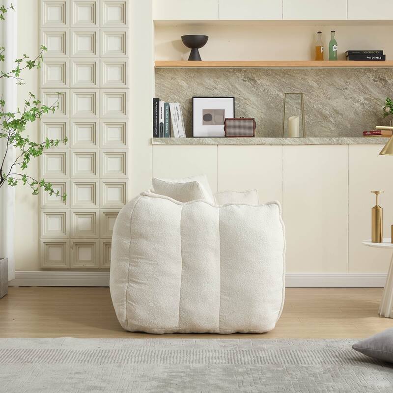 Soft Bean Bag Chair for Adults, Cozy Lazy Bean Bag Sofa, 2 Seat with Armrests for Home