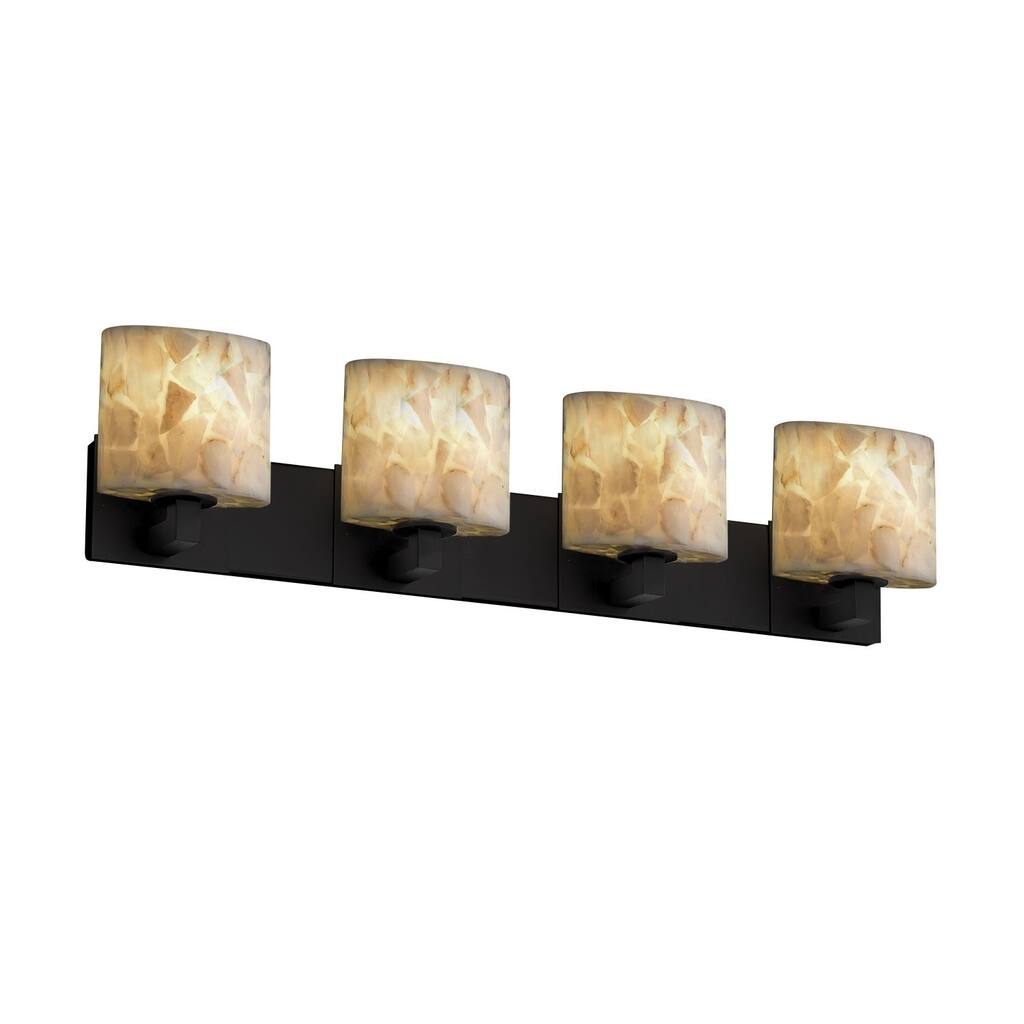 Justice Design Alabaster Rocks Modular 4-light Matte Black Bath Bar, Oval Shade