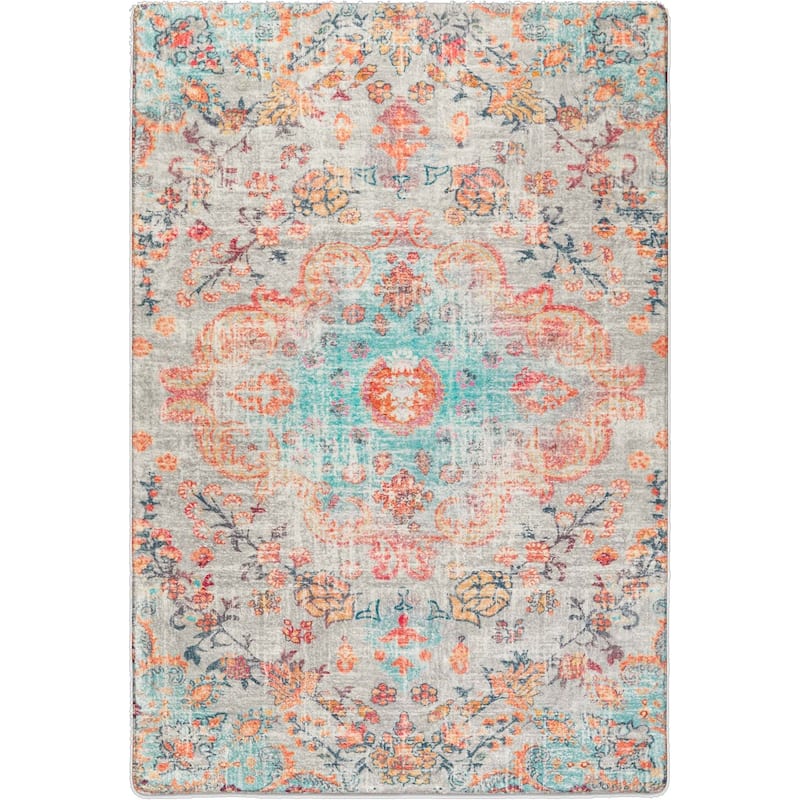 HomeRoots Tropical Floral Traditional Rectangle Area Rug - 4' X 6'