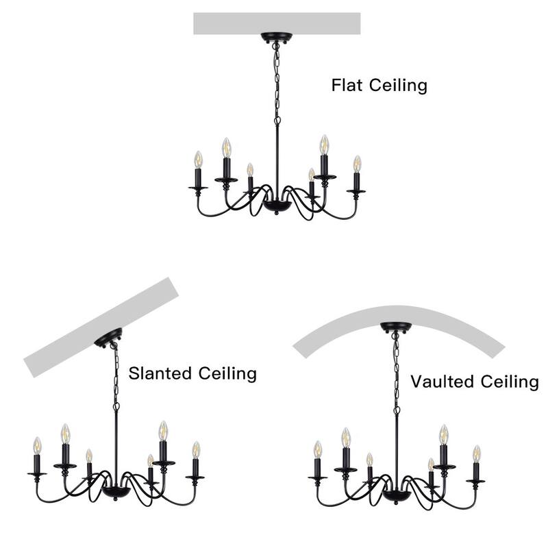 6-Light Industrial Iron Candle Style Chandelier with Adjustable Height