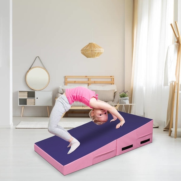 Home Gym Mats Trapezoid Gymnastics Mat Pink Purple Bed Bath