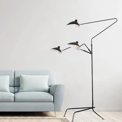 3-arm Contemporary Floor Lamp with Black Shade