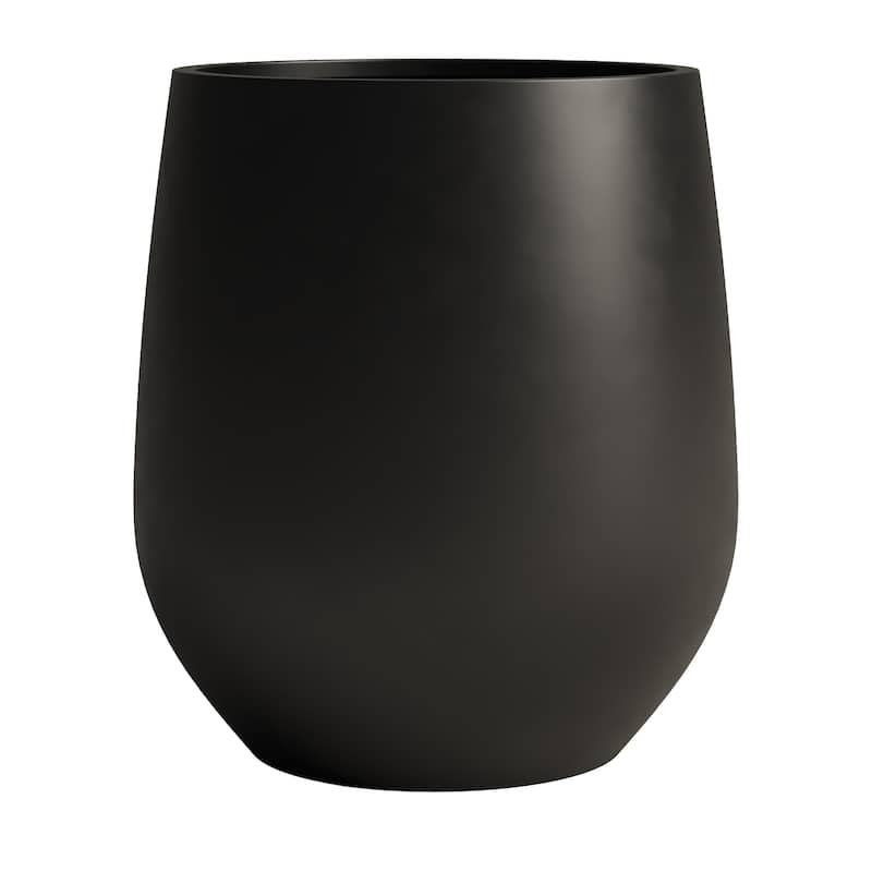 DTY Signature Mount Wilson 1-Piece Fiberstone Tapered Planter for Indoor/Outdoor, Black - Small - Black