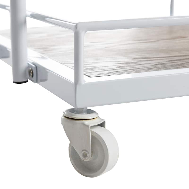 SAFAVIEH Dawson 2 Tier Rect Bar Cart-Rustic Oak / White - 32" x 21" x 32"