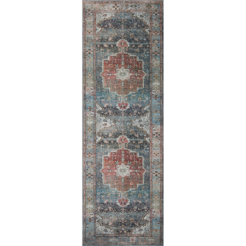 Alexander Home Sara Distressed Boho Medallion Ultra Plush Area Rug - 2' 6" x 7' 6" - Runner/Rectangle