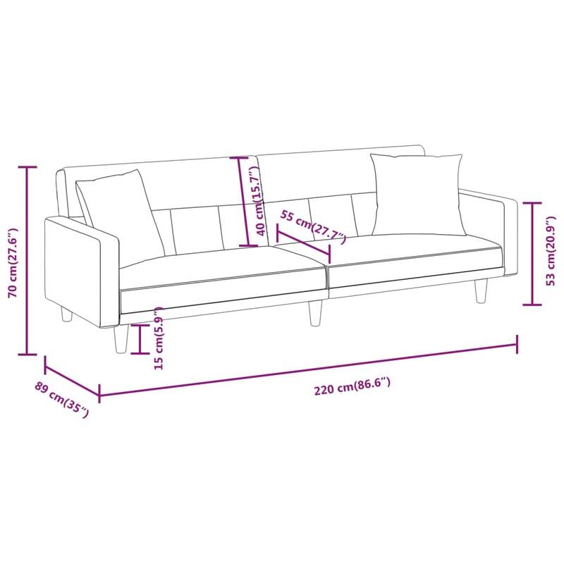 vidaXL Sofa Bed Loveseat Convertible Sofa Bed with Cushions for Studio Fabric - 86.6" x 35" x 27.6"