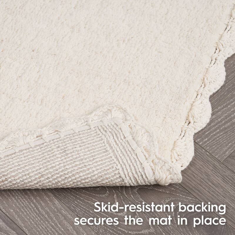 Laura Ashley Heathered Crochet Border Bath Rug