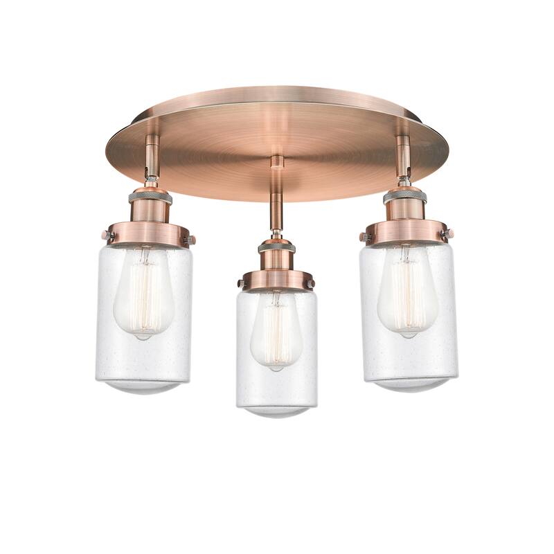 Innovations Lighting Dover - 3 Light 16" Flush Mount - Antique Copper/Seedy