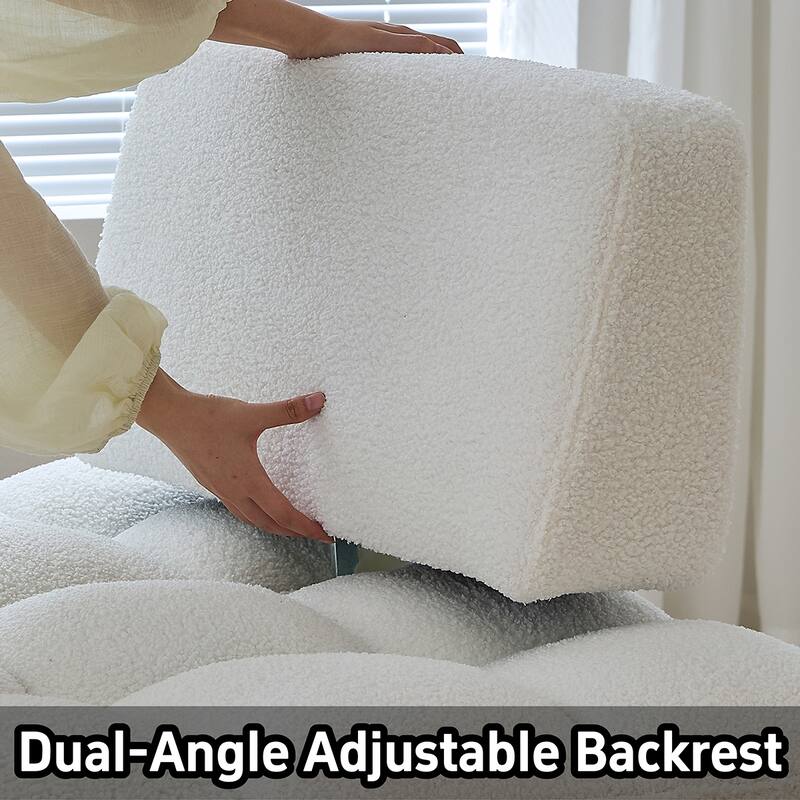 JASIWAY White Teddy Pull-Out Single Sofa Bed - Teddy Plush-Ivory