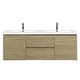 preview thumbnail 6 of 169, CASAINC Floating Bathroom Vanity with Resin Top Basin and Soft Closing Drawers 60 in - Natural Oak