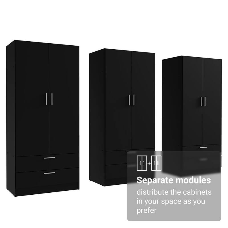 Madesa 6 Doors 6 Drawers Wardrobe With Hanging Space 94"L