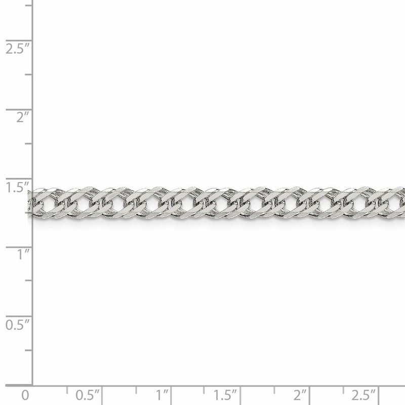 Curata 925 Sterling Silver 5.25mm Double Diamond Cut Flat Curb Chain Necklace