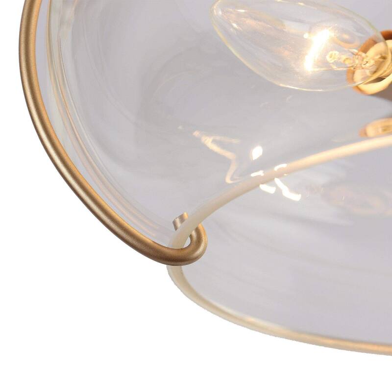 Modern Gold 3-Light Semi Flush Mount Ceiling Light with Clear Glass - Dark Gold - Dia.12"xH11.5"