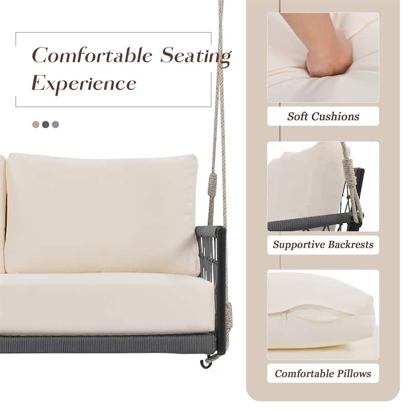 1-Piece Woven Rope Outdoor Swing Sofa