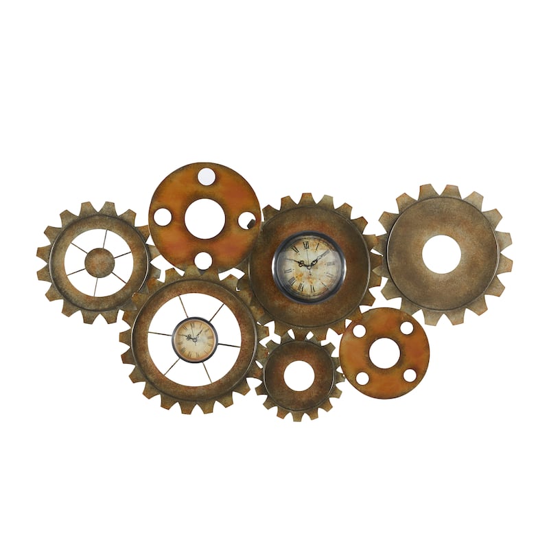 Brown Metal Gear Decorative Wall Clock