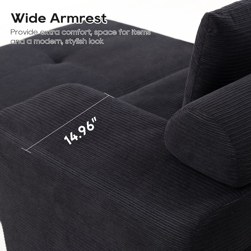 Corduroy Modular Sleeper Sofa Bed with Ottoman, L-shaped Sectional Couches for Living Room with Memory Foam and Steel Frame