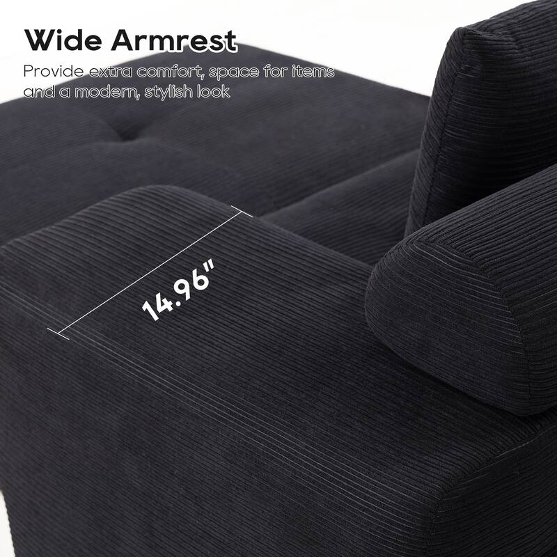 L-Shaped Modular Sectional Sofa, Corduroy Convertible Sectional Sofa Bed, Compression Sofa with Memory Foam & Steel Frame