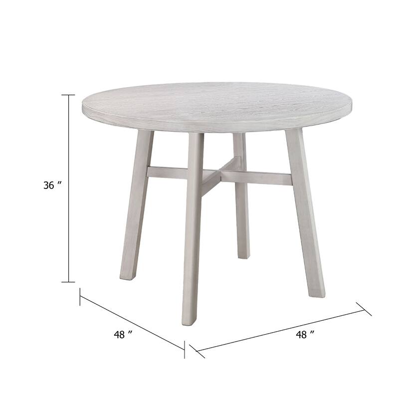 Bovo Counter Height Dining Table, 48 Inch Round Top, White Wood Legs - Driftwood White