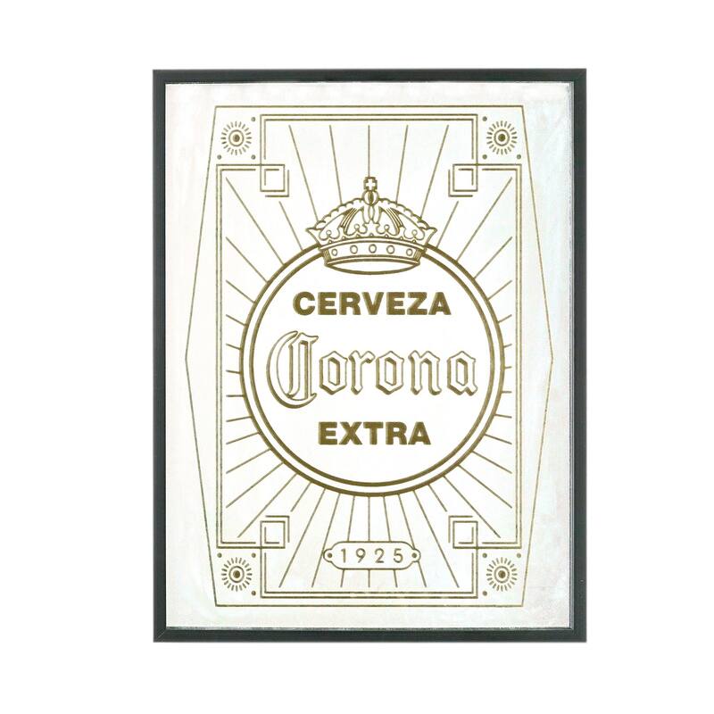 American Art Decor Corona Extra Silkscreen Printed Framed Bar Sign, 25" H x 18.75" L