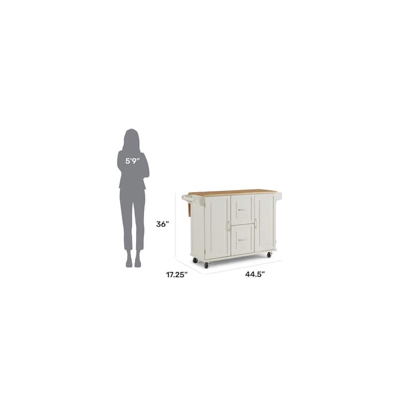 Homestyles Dolly Madison Off-White Wood Kitchen Cart - N/A