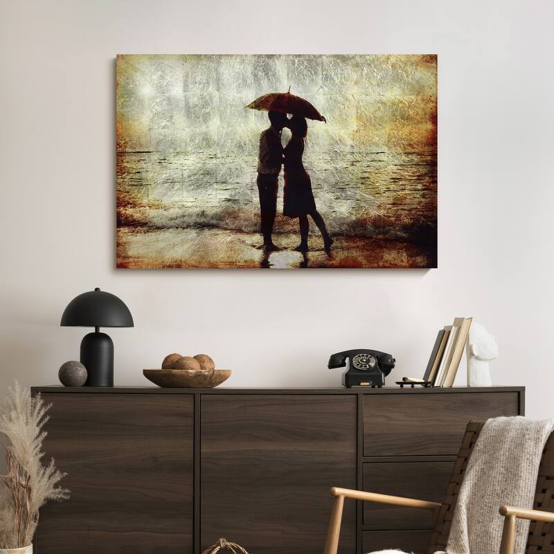"Goodby Kiss" Reverse Printed Tempered Glass with Silver Leaf