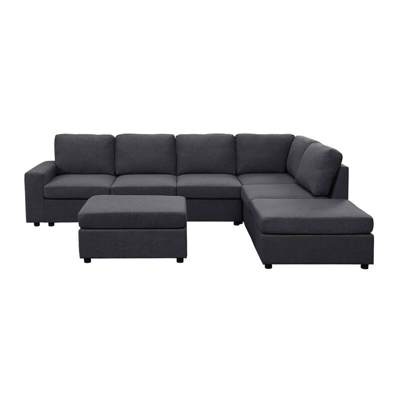 7 Seat Reversible Modular Sectional Sofa with Ottoman
