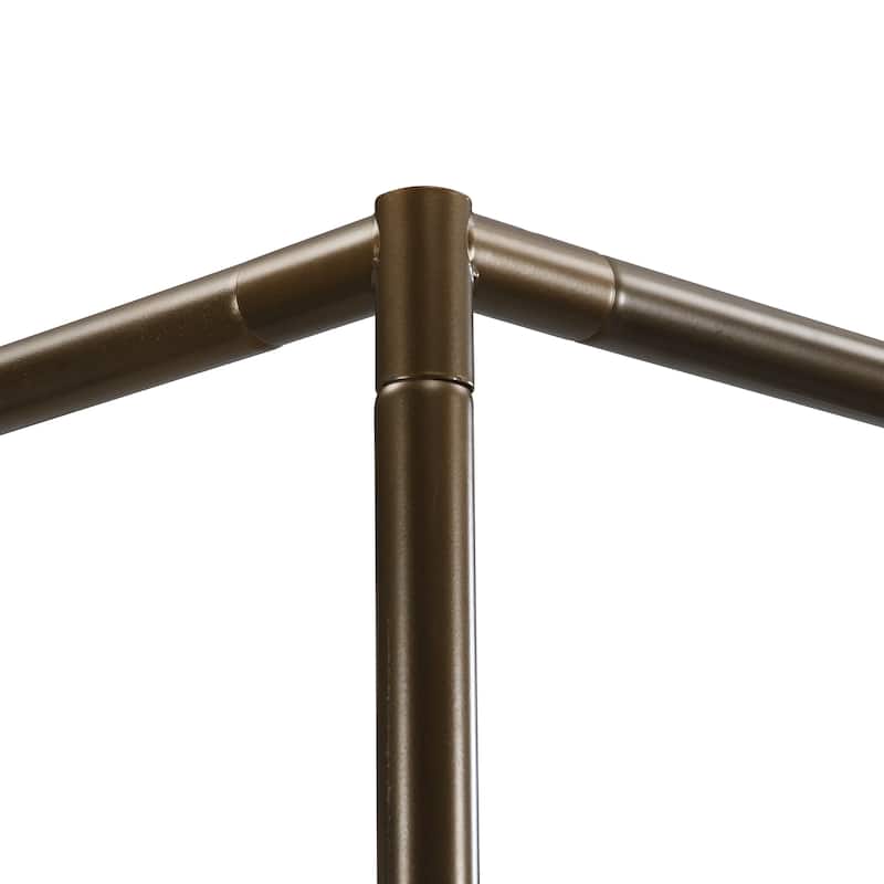 Canopy Bed Frame with Upholstered Headboard and Iron Legs, Low-Profile Platform Bed