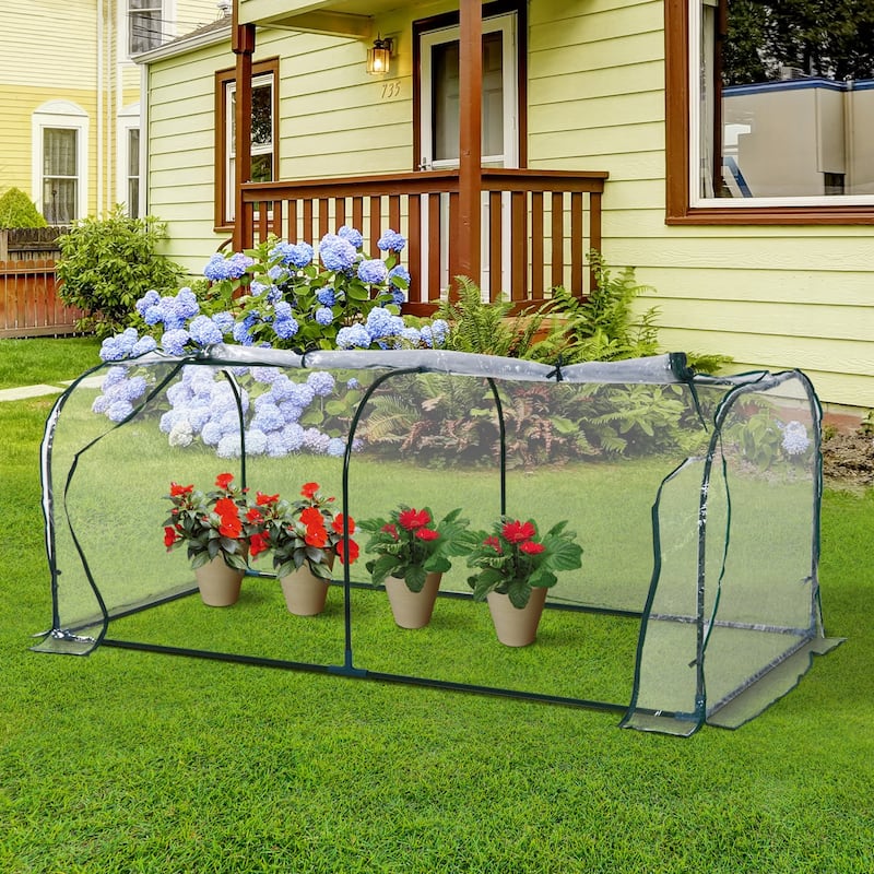 Outsunny 7'L x 3'W x 2.5'H Outdoor Portable Flower Plant Garden Greenhouse with Resistance to UV Rays & Good Ventilation