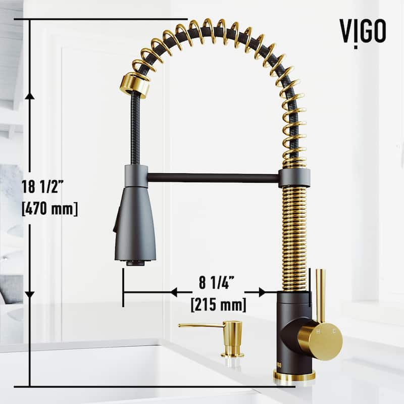 VIGO Brant 19" H Single Handle Pull-Down Sprayer Kitchen Faucet