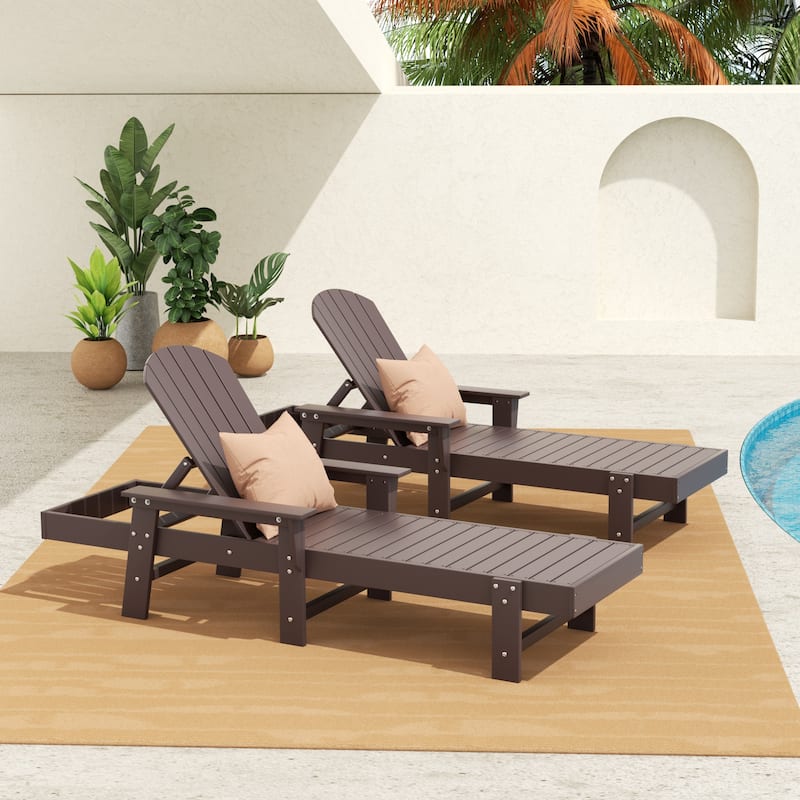 Polytrends Altura Poly Eco-Friendly All Weather Reclining Chaise Lounge with Arms (Set of 2)