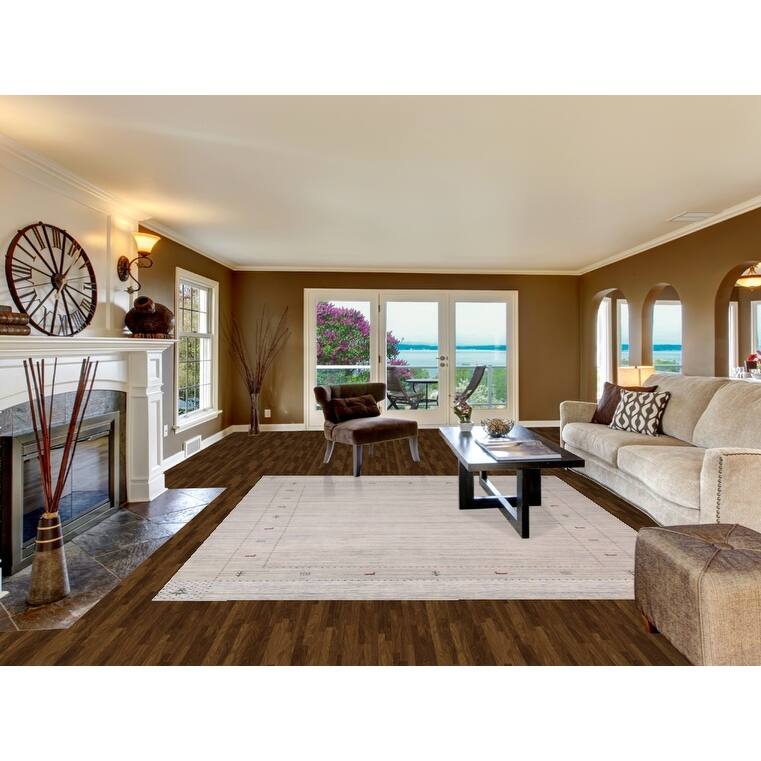 Striped Tribal Gabbeh Indian Area Rug Hand-Knotted Wool Carpet - 8'4"x 9'10"