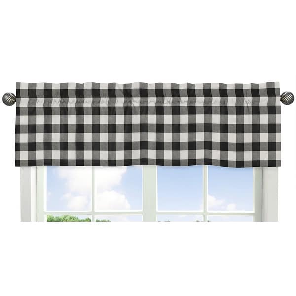 slide 1 of 1, Black and White Buffalo Plaid Collection Window Curtain Valance - Woodland Rustic Country Farmhouse Check Deer Lumberjack