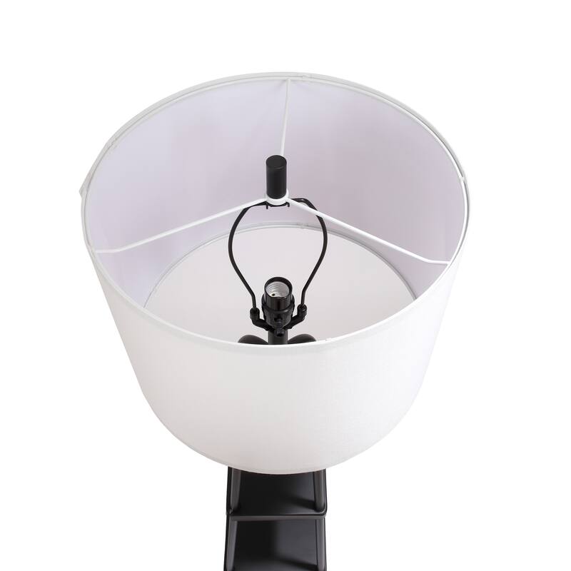 57.8'' Black Column Floor Lamp with Linen Shade(Set of 2)