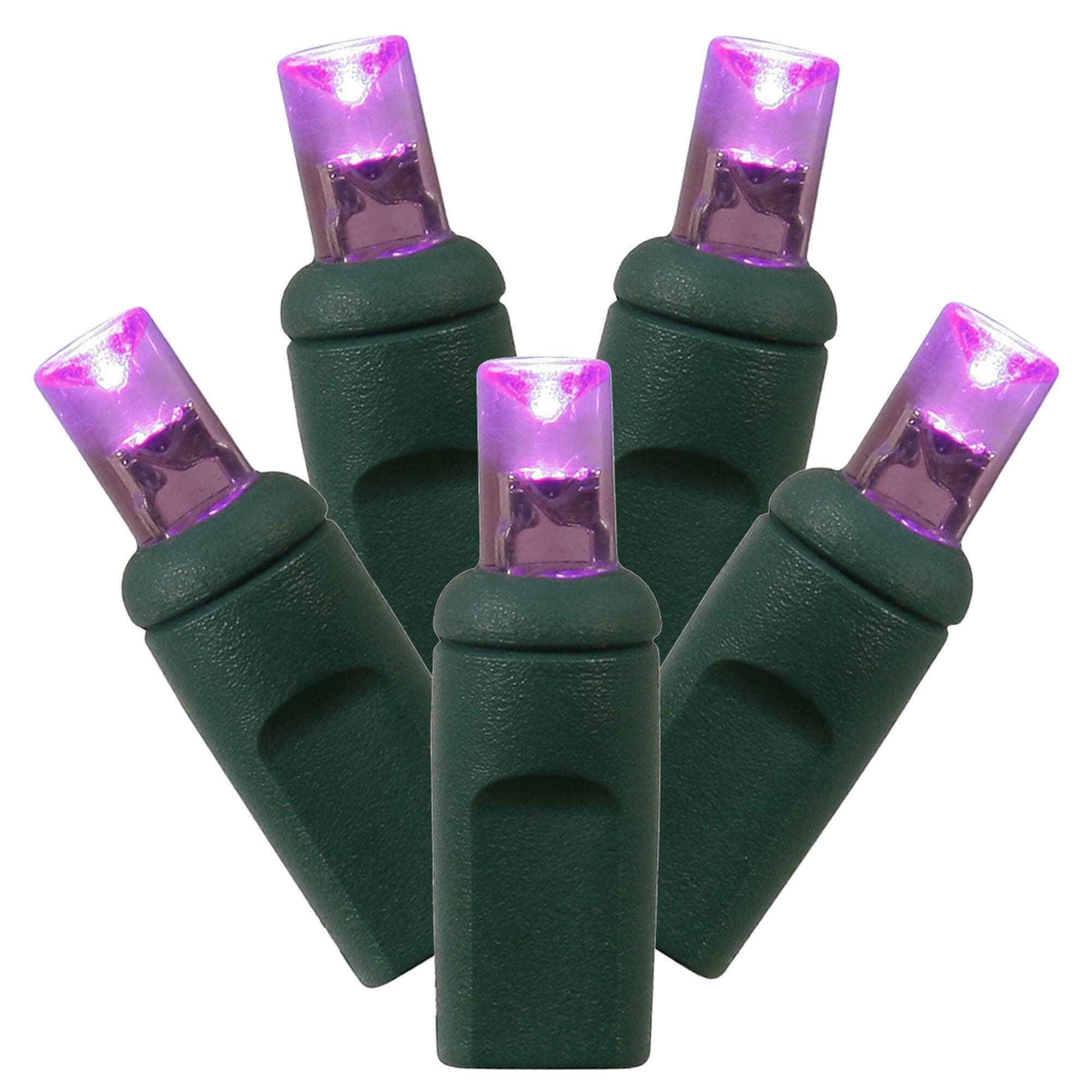 Vickerman 70 Purple Wide Angle Twinkle LED Light on Green Wire, 4
