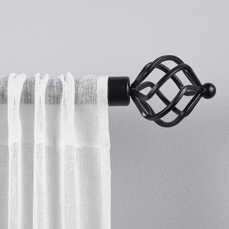 Porch & Den Freret 1-inch Curtain Rod and Finial Set - 36" to 72" - Black