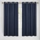 preview thumbnail 33 of 33, Superior Nyan 100% Blackout Grommet Curtains, Set of 2 Panels 52" x63" - Navy Blue