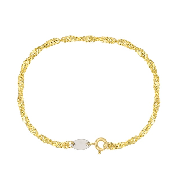 Forever Last 10 K Gold Bonded over Silver 7.25" Singapore Bracelet. Opens flyout.