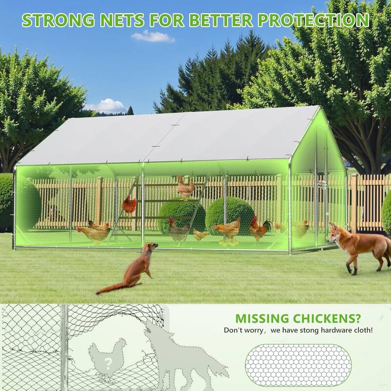 Large Metal Walk in Chicken Coop with Roosting Perch