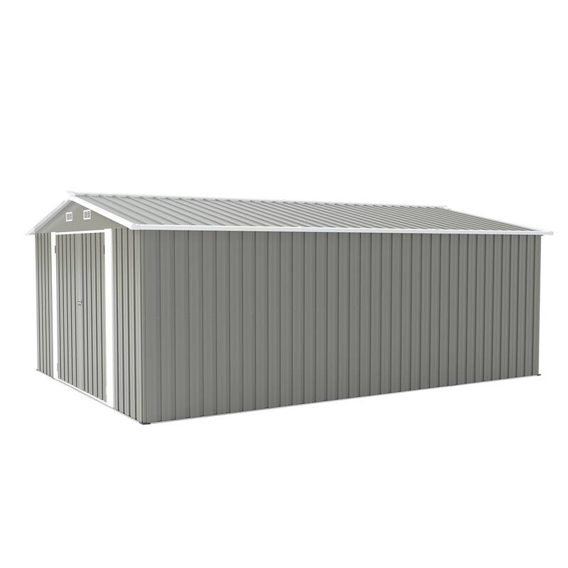 Campcraft Outdoor Storage Shed 10×14 FT with 3 Lockable Doors,4 Air Vents & Sloped Roof,Utility Tool Shed