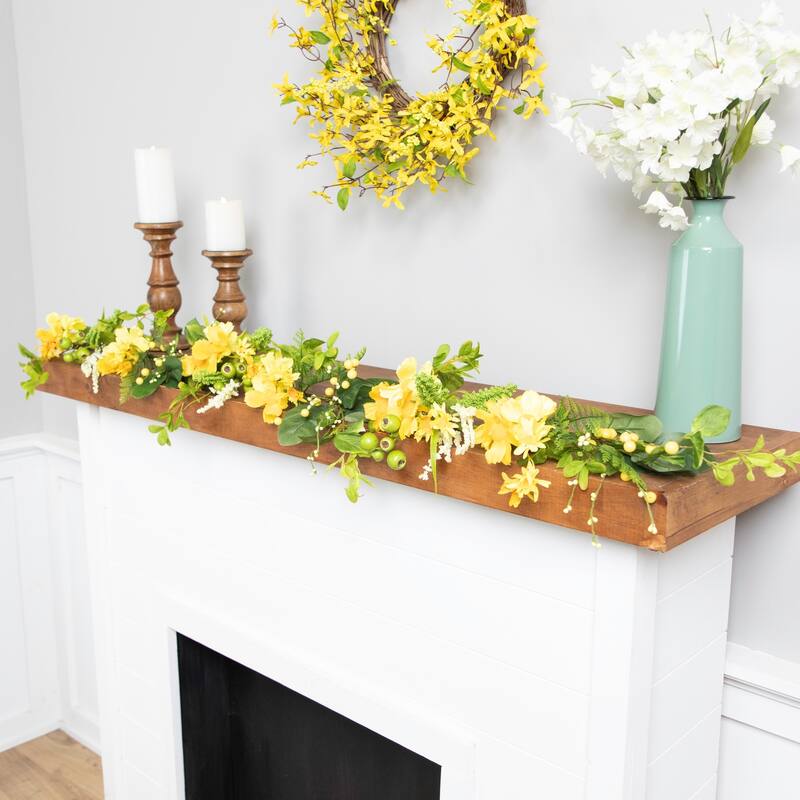 5' Yellow Daisy and Berry Floral Spring Garland