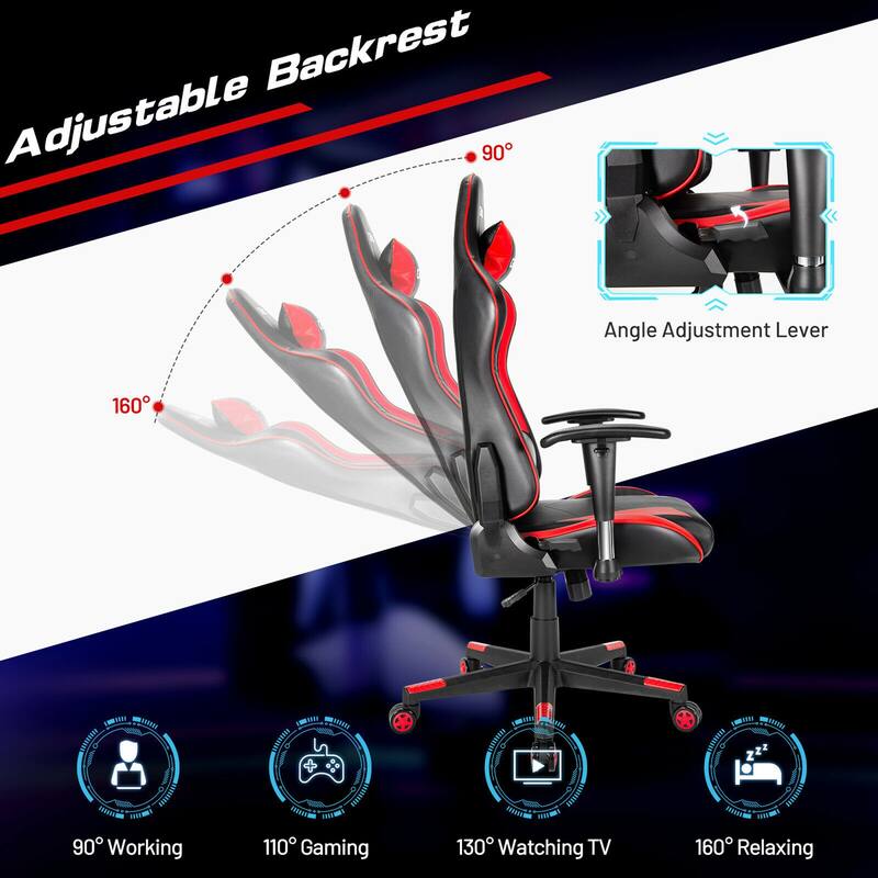 Gymax Gaming Chair Adjustable Swivel Racing Style Computer Office - See Details