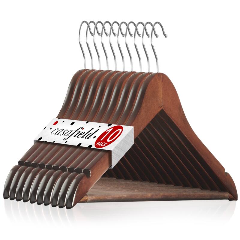 10 Wooden Suit Hangers - 10 Pack - Walnut