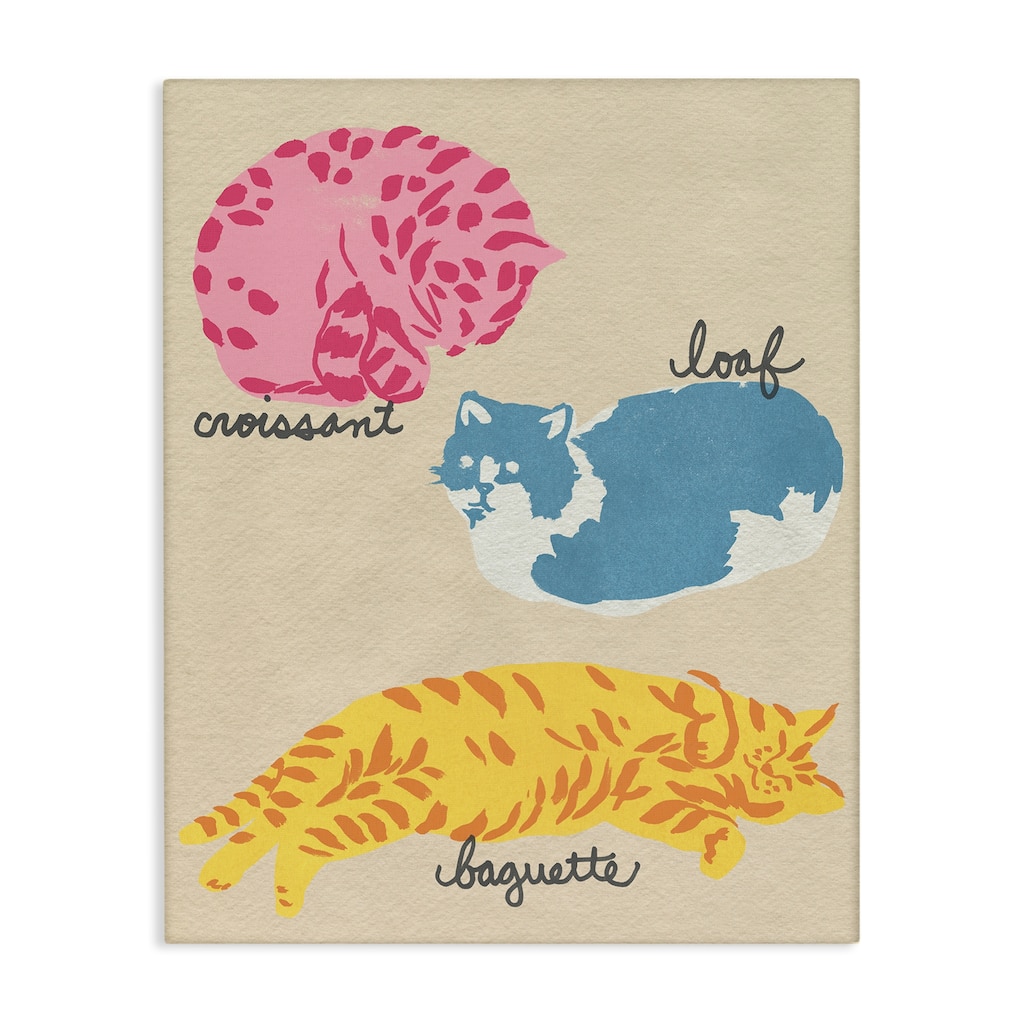 Stupell Funny Relaxing Cat Shapes Canvas Wall Art Design By June Erica Vess