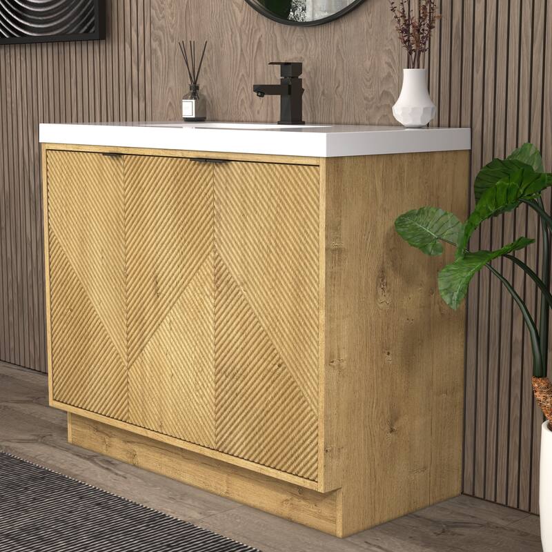 Milano 42" Freestanding (R) Bathroom Vanity with White Acrylic Sink